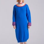 Knitted blue long cotton summer dress