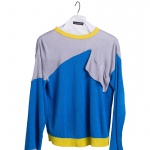 knitted blue cotton grey yellow fashion sweater
