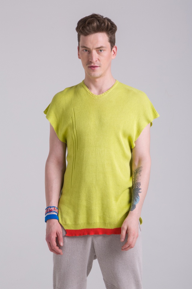 lime knitted cotton dress unisex top