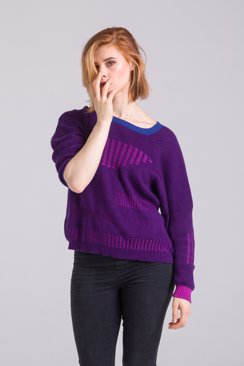 purple cotton sweater unisex