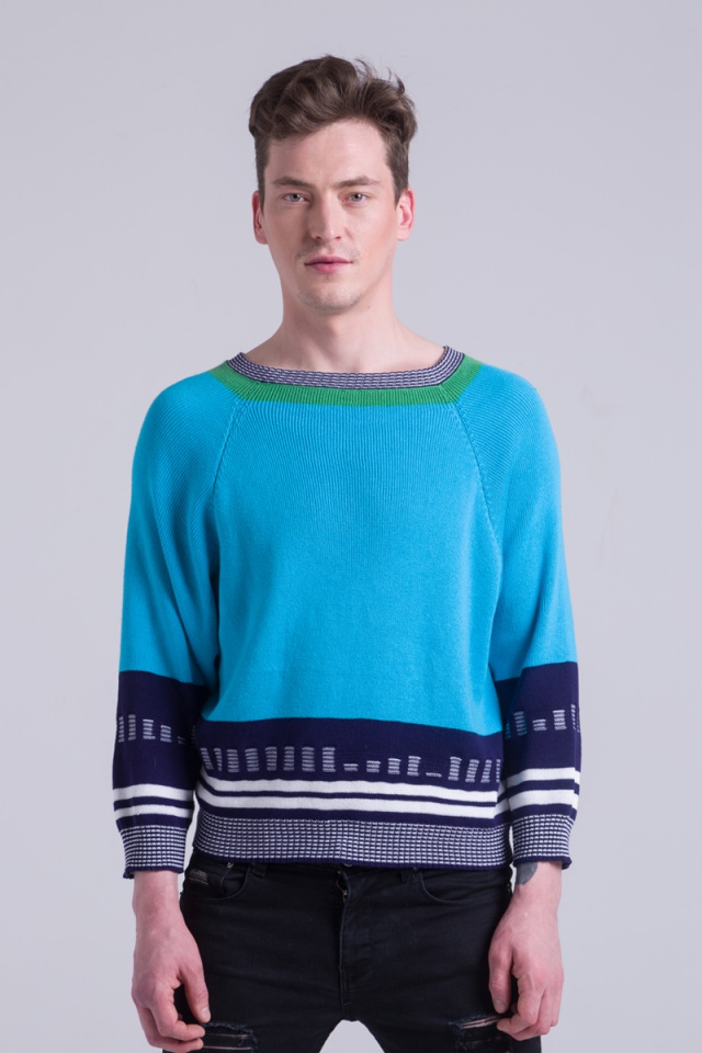 Cotton unisex turquoise sweater jumper