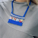 blue knitted necklace
