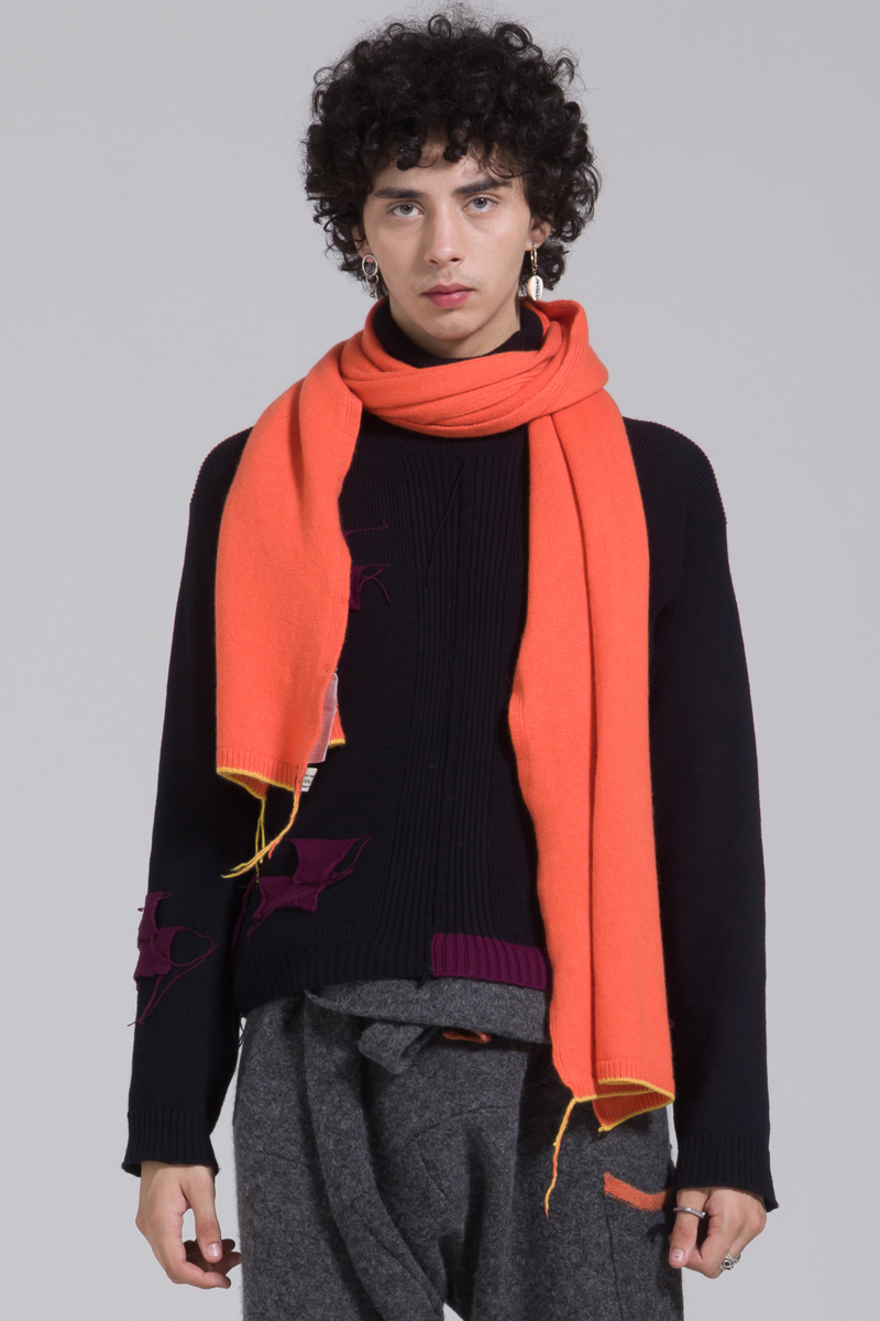 knitted orange cashmere scarf
