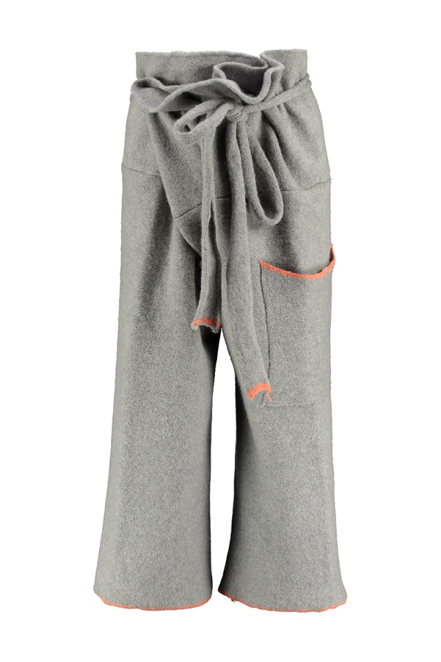 light grey knitted wool felted trousers