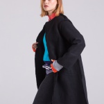 Unisex black merino wool coat