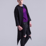 Merino Wool black coat thick long mens