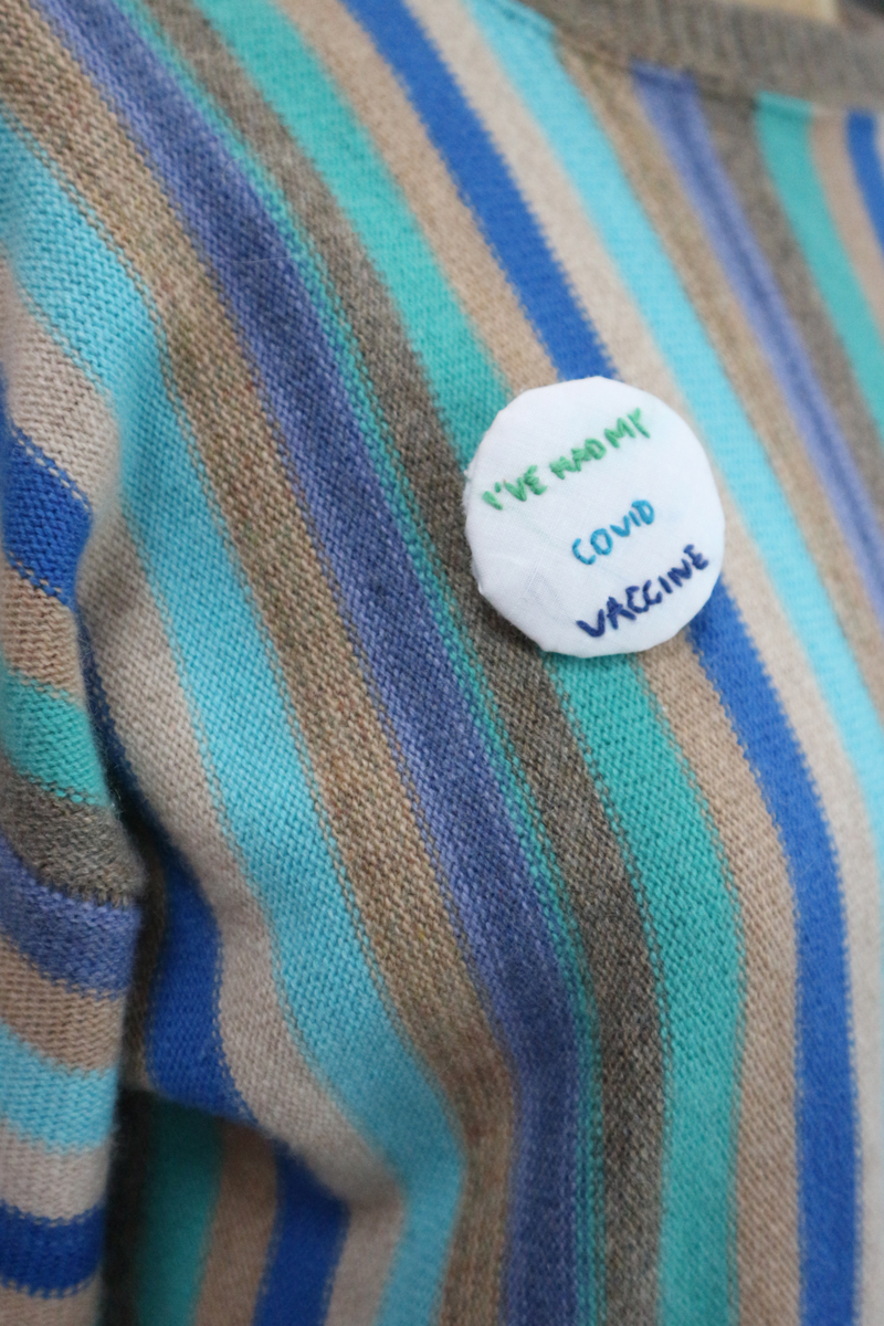 Embroidered covid vaccine broach