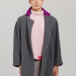 Grey knitted merino Angora felted coat unisex
