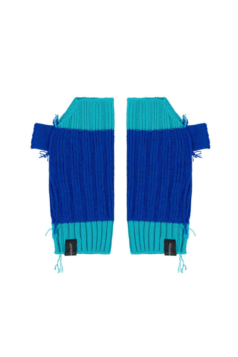 blue cashmere mittens