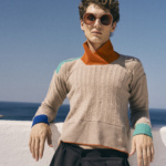 Textured beige with contrast colour jumper unisex