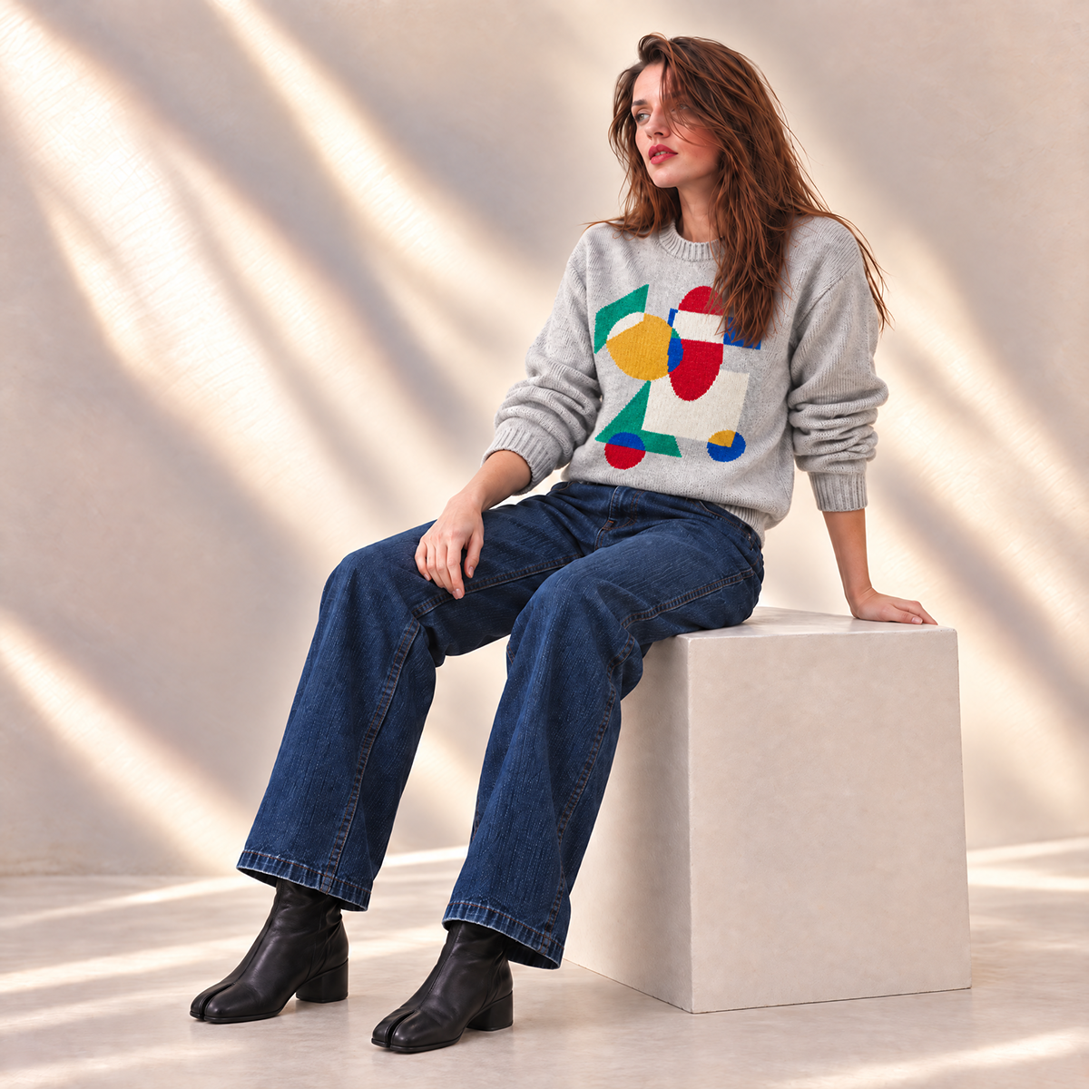 Larch Jumper grey ecomm relaxed pose